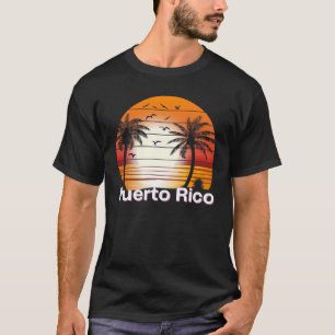 Puerto Rico Vintag Palm Trees Summer Beach T-Shirt