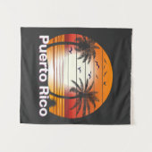 Puerto Rico Vintag Palm Trees Summer Beach Wandteppich (Vorderseite (Horizontal))