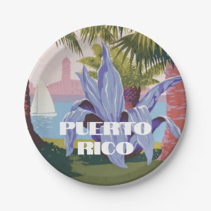 Puerto Rico Vintage Illustration Pappteller