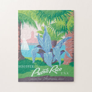 Puerto Rico Vintage Kunst, Cooles Historisches Fot Puzzle