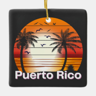 Puerto Rico Vintage Palmen Sommer Strand Keramikornament