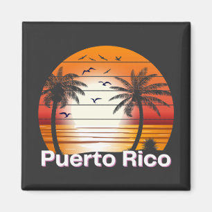 Puerto Rico Vintage Palmen Sommer Strand Magnet