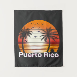 Puerto Rico Vintage Palmen Sommerstrand Wandteppich