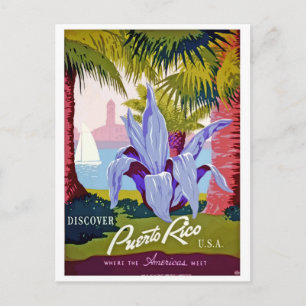 Puerto Rico, Vintage Reise Postkarte