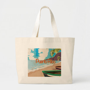 Puerto Rico Vintage Reiseplan Jumbo Stoffbeutel