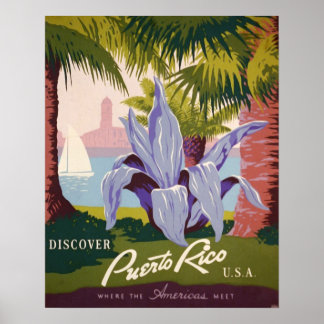 Puerto Rico Vintage Reiseplaner Kunst, Dichtung un Poster