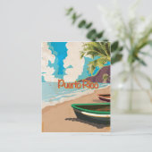 Puerto Rico Vintage Travel Poster Postkarte (Stehend Vorderseite)