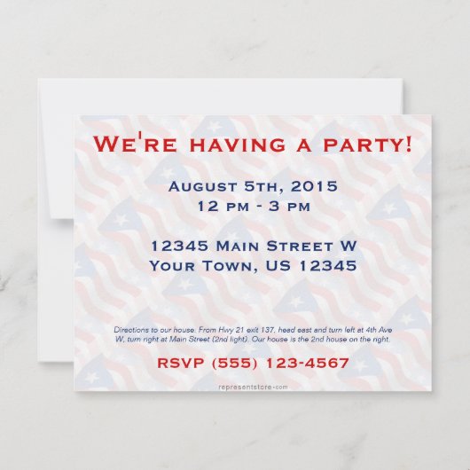 Puerto Rico Wave Flag Einladung (Rückseite)