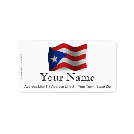 Puerto Rico Waving Flag Adressaufkleber (Vorne)