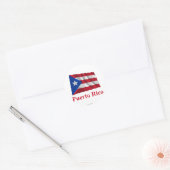 Puerto Rico Waving Flag mit Namen Runder Aufkleber (Umschlag)