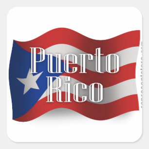 Puerto Rico Waving Flag Quadratischer Aufkleber