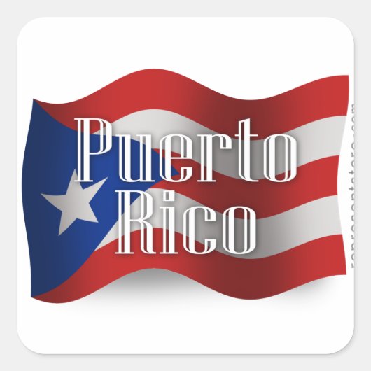 Puerto Rico Waving Flag Quadratischer Aufkleber (Vorderseite)