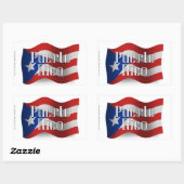 Puerto Rico Waving Flag Rechteckiger Aufkleber (Blatt)