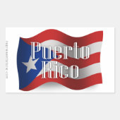 Puerto Rico Waving Flag Rechteckiger Aufkleber (Vorderseite)