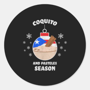 Puerto Rico Weihnachten Coquito und Pasteles Saiso Runder Aufkleber