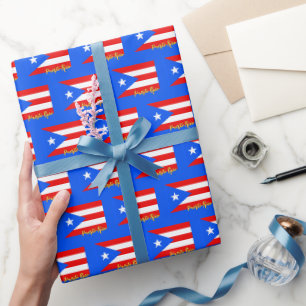 Puerto Rico Wrapping Paper, blau, Flagge patriotis Geschenkpapier