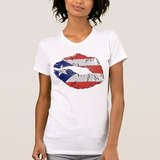 Puerto- Ricoflaggen-Lippen T-Shirt (Vorderseite)