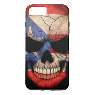 Puerto- Ricoflaggen-Schädel auf Schwarzem Case-Mate iPhone Hülle