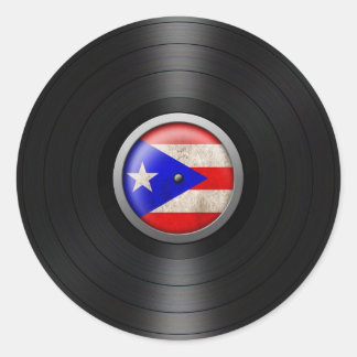 Puerto- Ricoflaggen-VinylRekordalbum-Grafik Runder Aufkleber