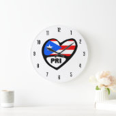 Puerto- RicoLandeskennzahl PRI-Flaggen-Herz Große Wanduhr (Zuhause)