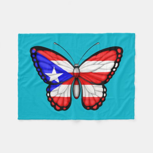 Puerto- Ricoschmetterlings-Flagge Fleecedecke (Vorderseite (Horizontal))