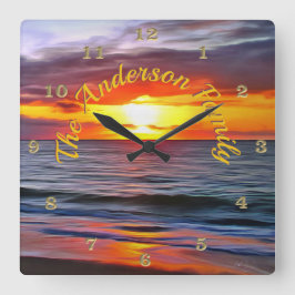 Puerto Sunset 1739 Quadratische Wanduhr