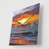 Puerto Sunset 1739 Quadratische Wanduhr (Winkel)