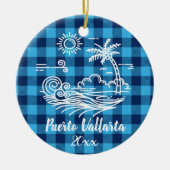 Puerto Vallarta Blue Buffala Karo Keramik Ornament (Vorne)