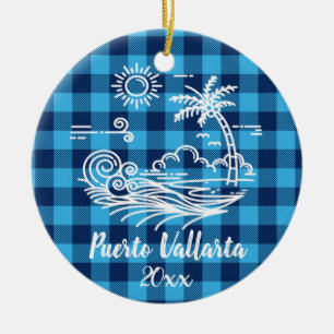 Puerto Vallarta Blue Buffala Karo Keramik Ornament