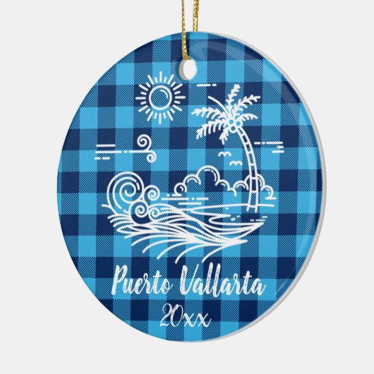 Puerto Vallarta Blue Buffala Karo Keramik Ornament (Links)