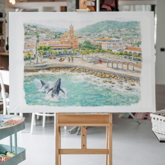 Puerto Vallarta Illustrated Malecón Postkarte