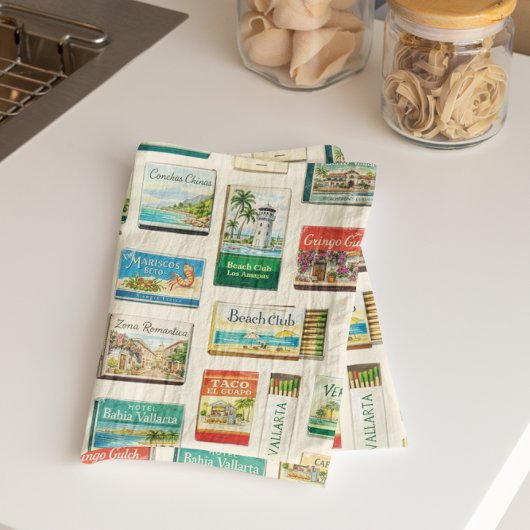 Puerto Vallarta Matchbook Pattern Tea Towel Geschirrtuch