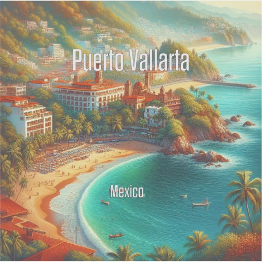 Puerto Vallarta Mexico 3 Inch Vinyl Sticker (Vorderseite)