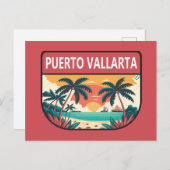 Puerto Vallarta Mexico Retro Emblem Postkarte (Vorne/Hinten)