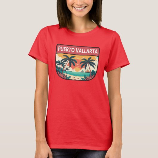 Puerto Vallarta Mexico Retro Emblem T-Shirt (Vorderseite)