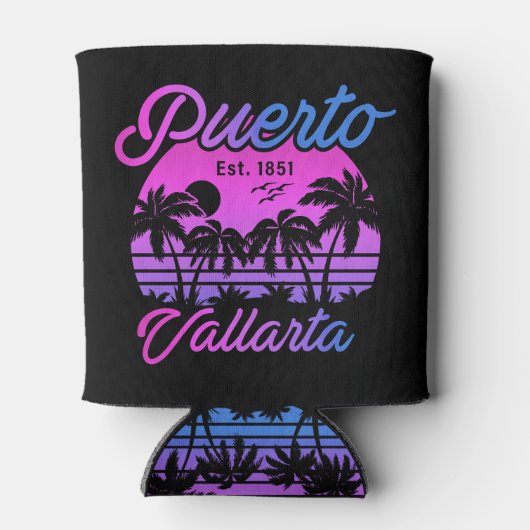Puerto Vallarta Mexico Retro Sunset Souvenirs 60er Dosenkühler (Rückseite)