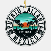 Puerto Vallarta Mexico Retro Sunset Souvenirs 60er Keramik Ornament (Hinten)