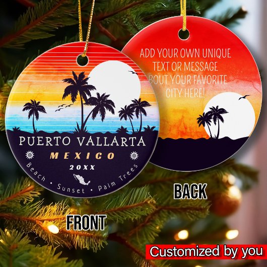 Puerto Vallarta Mexico Retro Sunset Souvenirs 60er Keramik Ornament