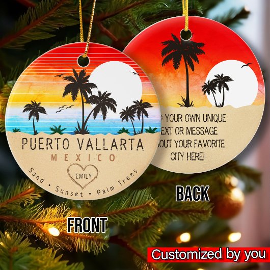Puerto Vallarta Mexico Retro Sunset Souvenirs 60er Keramik Ornament