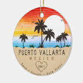 Puerto Vallarta Mexico Retro Sunset Souvenirs 60er Keramik Ornament (Links)