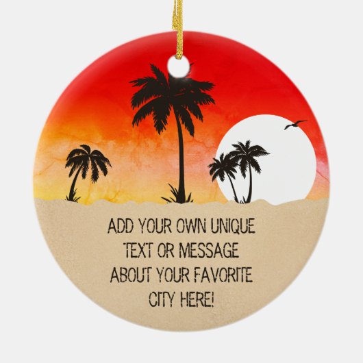 Puerto Vallarta Mexico Retro Sunset Souvenirs 60er Keramik Ornament (Hinten)