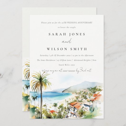 Puerto Vallarta Mexico Scape Wedding Anniversary Einladung (Vorne/Hinten)
