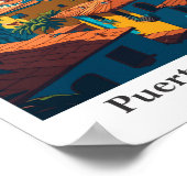 Puerto Vallarta Mexico Vintage Reise Illustration Poster (Ecke)