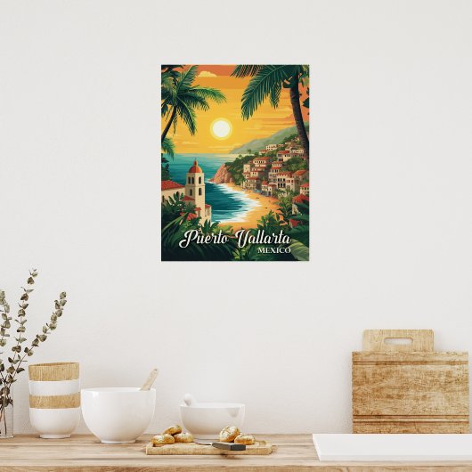 Puerto Vallarta Mexico Vintage Travel Poster (Küche)
