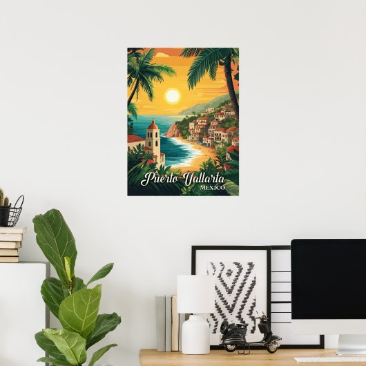 Puerto Vallarta Mexico Vintage Travel Poster (Heimbüro)