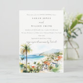 Puerto Vallarta Mexico Watercolor Couples Shower Einladung (Stehend Vorderseite)