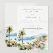 Puerto Vallarta Mexico Watercolor Couples Shower Einladung (Vorne/Hinten)