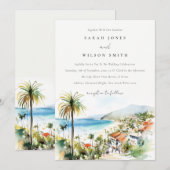 Puerto Vallarta Mexico Watercolor scape Wedding Einladung (Vorne/Hinten)