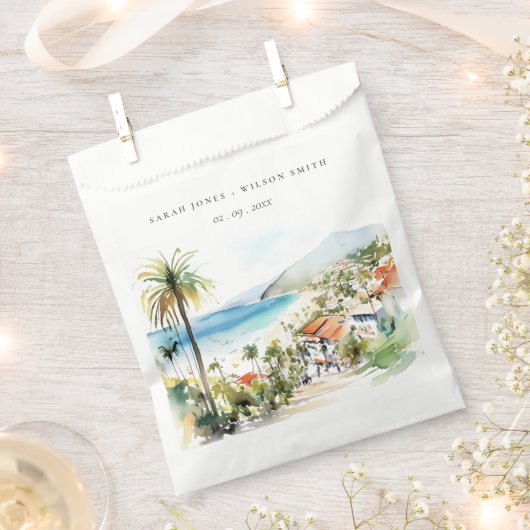Puerto Vallarta Mexico Watercolor scape Wedding Geschenktütchen (Ausgeschnitten)