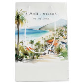 Puerto Vallarta Mexico Watercolor scape Wedding Mittlere Geschenktüte (Vorderseite)